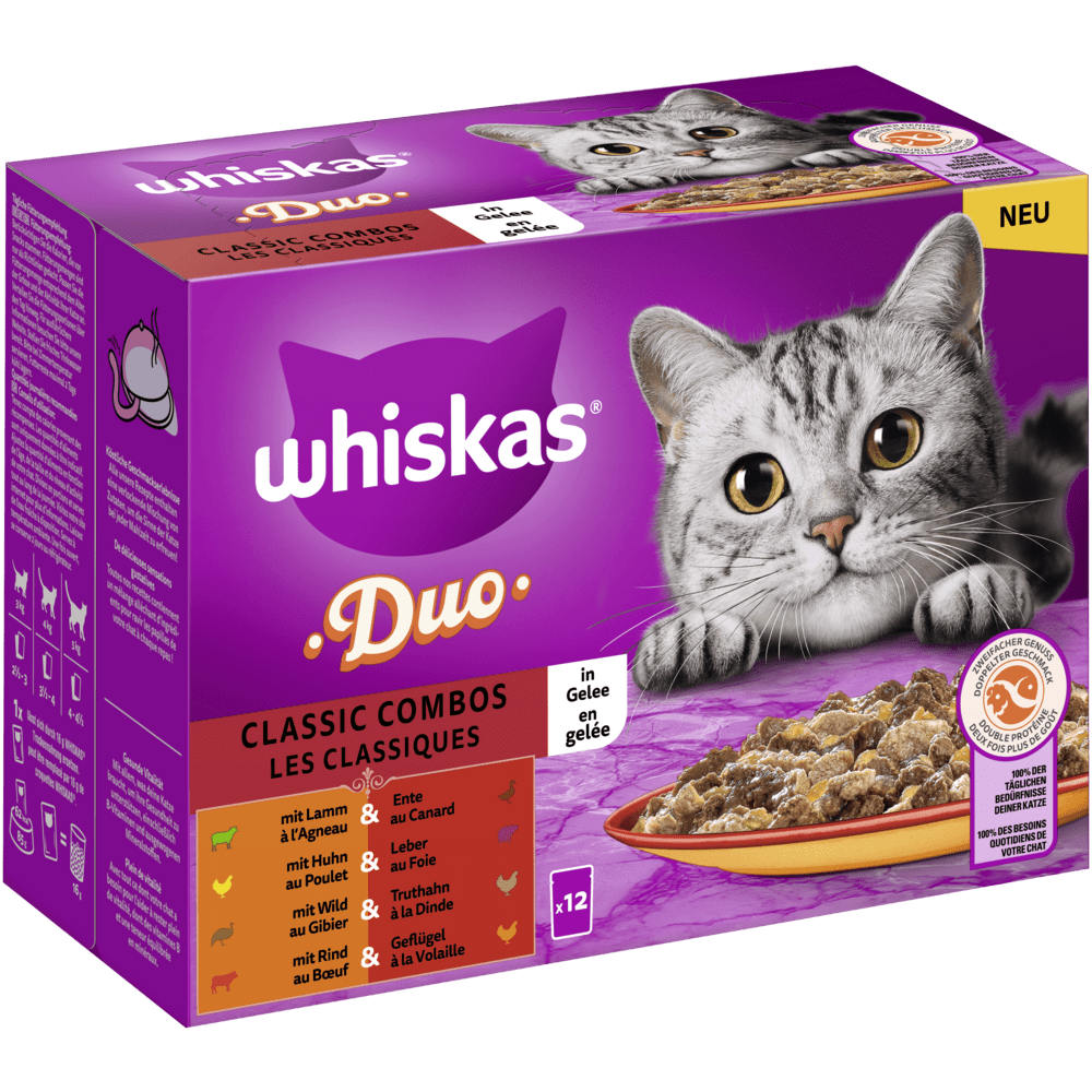 WHISKAS® DUO Portionsbeutel Multipack Classic Combos in Gelee 12 x 85g - 1